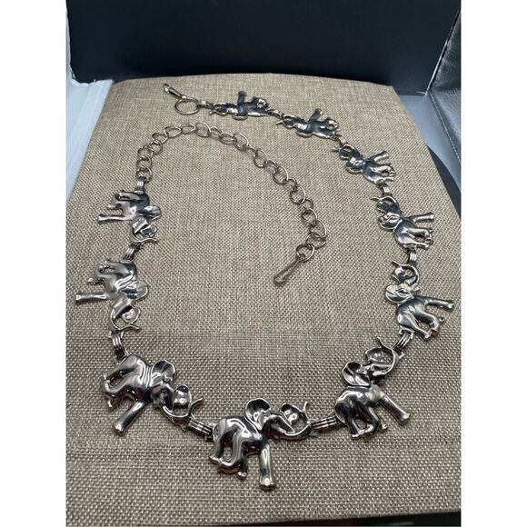 Vintage Chain Elephant Belt Silver Tone Adjustable up to 40” - Picture 6 of 8